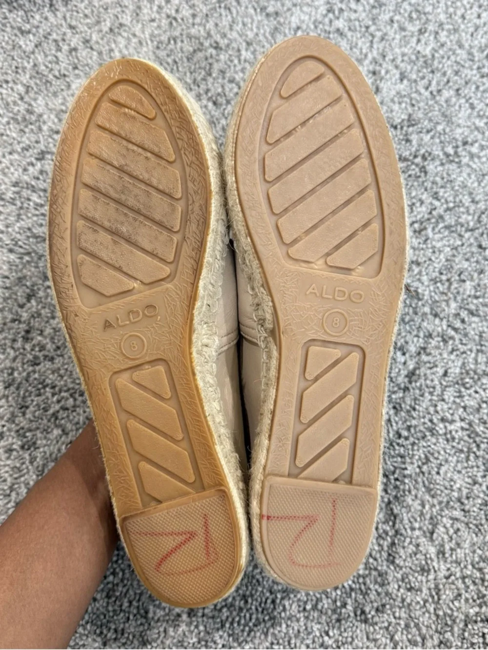 Aldo Genuine Leather Beige Black Cap Toe Espadrilles Preppy Comfy Women’s US 8